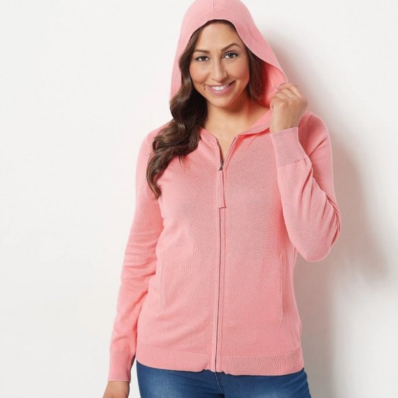 Belle by Kim Gravel Zip-Front Hooded Sweater with Pockets  11947 - Picture 1 of 2